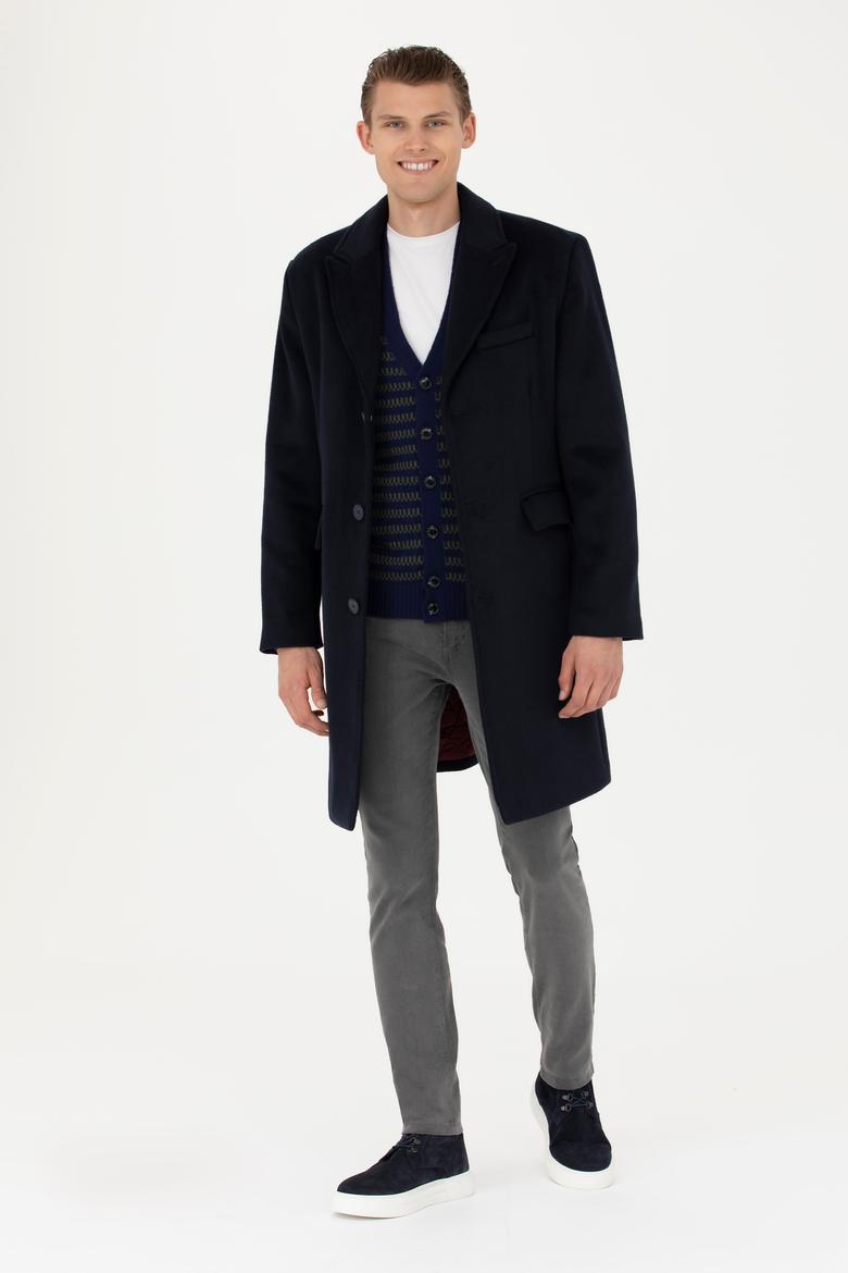 Erkek Lacivert Kaşe Kaban - 50275563012