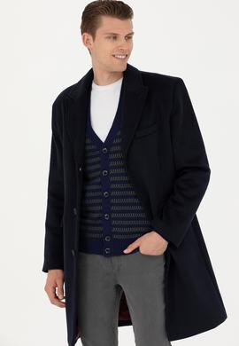 Erkek Lacivert Kaşe Kaban - 50275563012