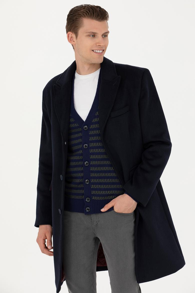 Erkek Lacivert Kaşe Kaban - 50275563012