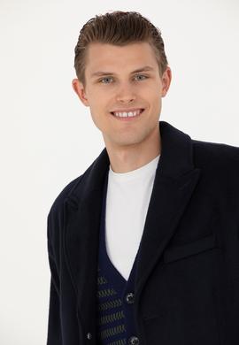 Erkek Lacivert Kaşe Kaban - 50275563012