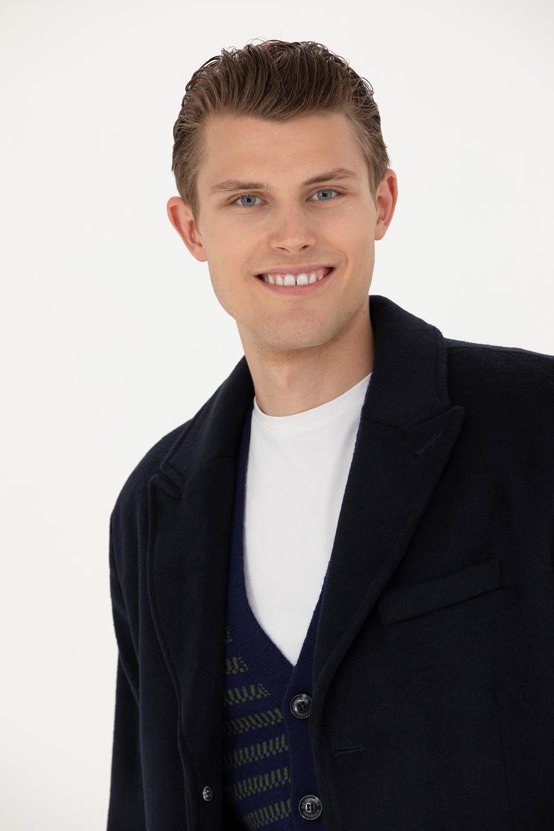 Erkek Lacivert Kaşe Kaban - 50275563012