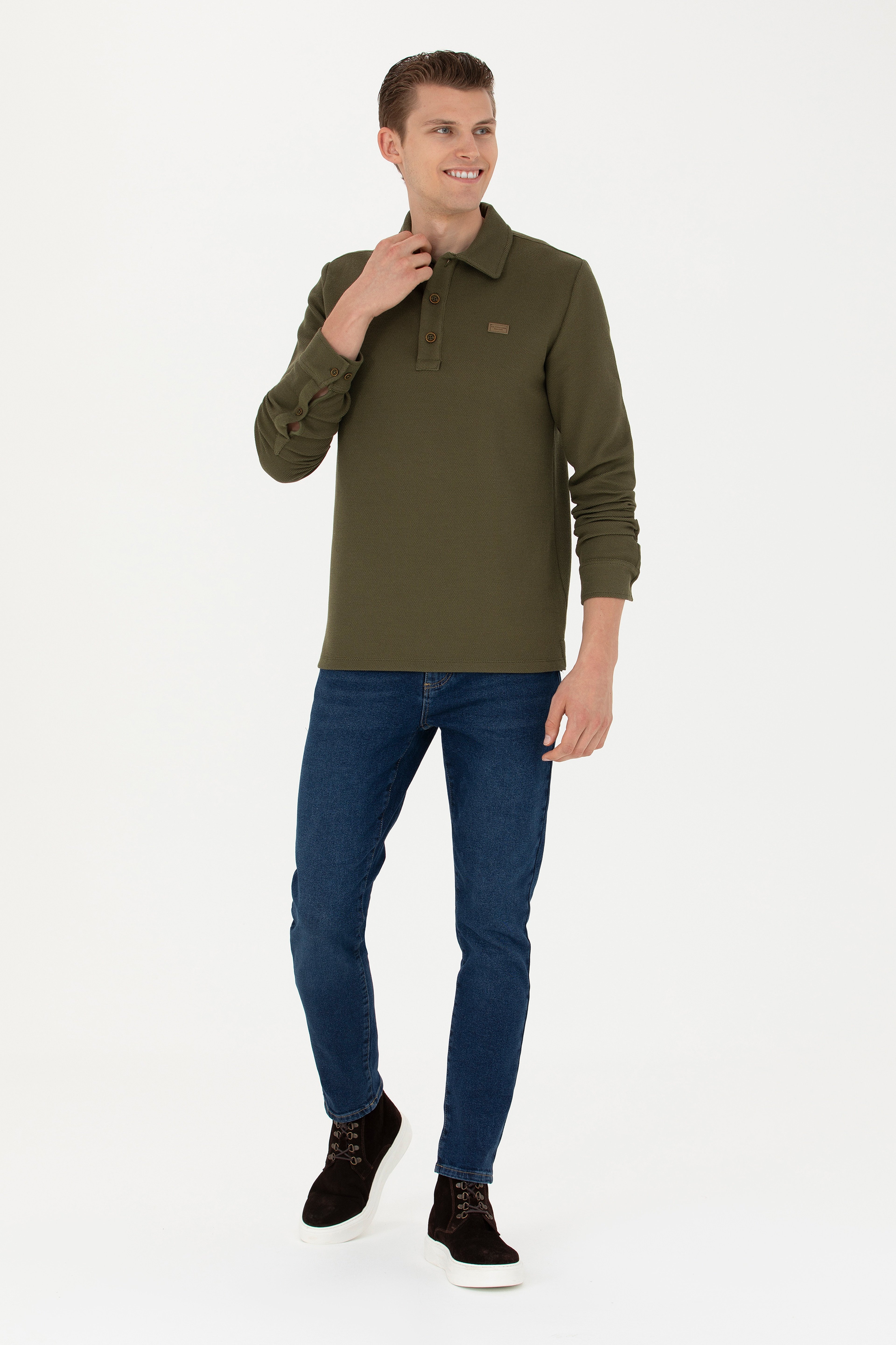 Erkek Haki Sweatshirt - Image 4