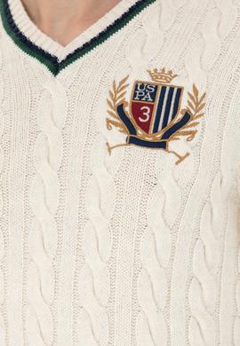 Erkek Krem V Yaka Kazak - 50271043008