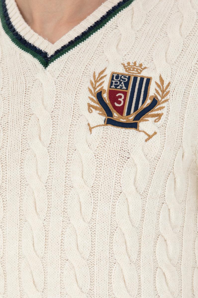 Erkek Krem V Yaka Kazak