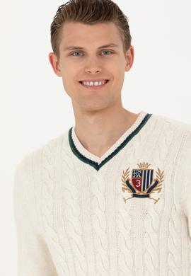 Erkek Krem V Yaka Kazak - 50271043008