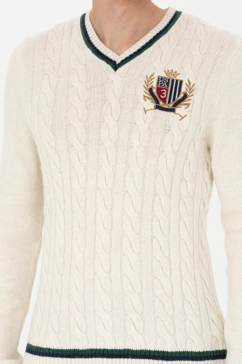 Erkek Krem V Yaka Kazak - 50271043008