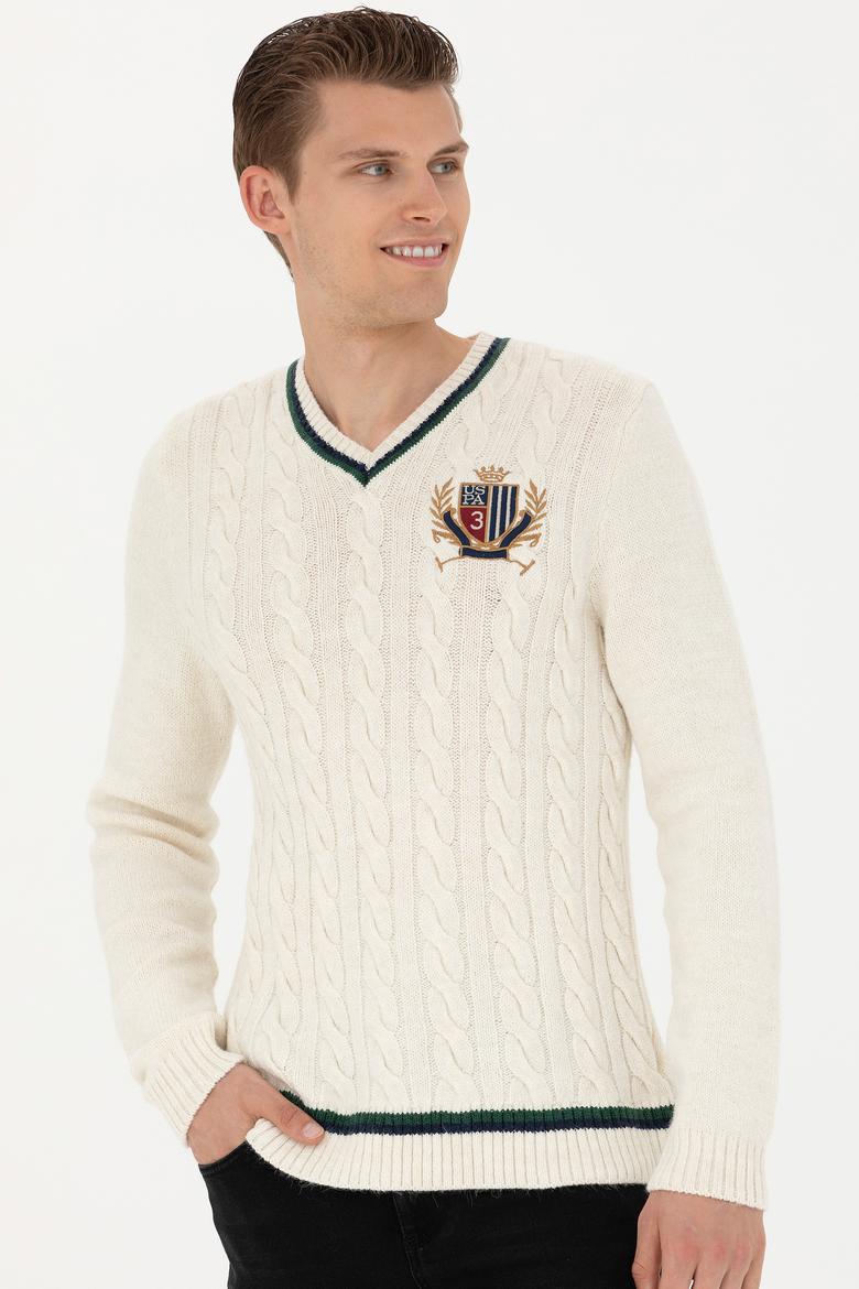 Erkek Krem V Yaka Kazak - 50271043008