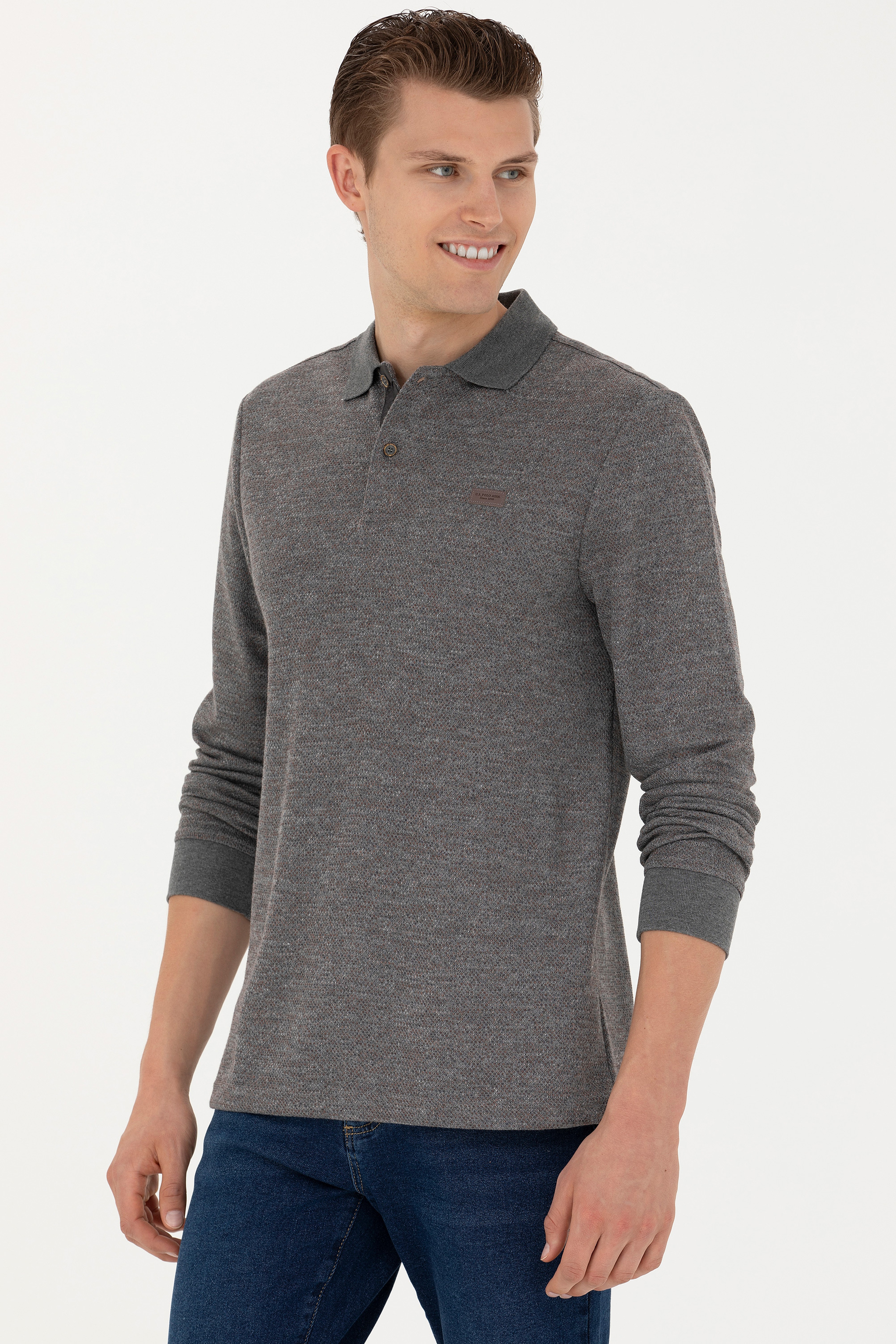 Erkek Gri Melanj Sweatshirt - Image 3