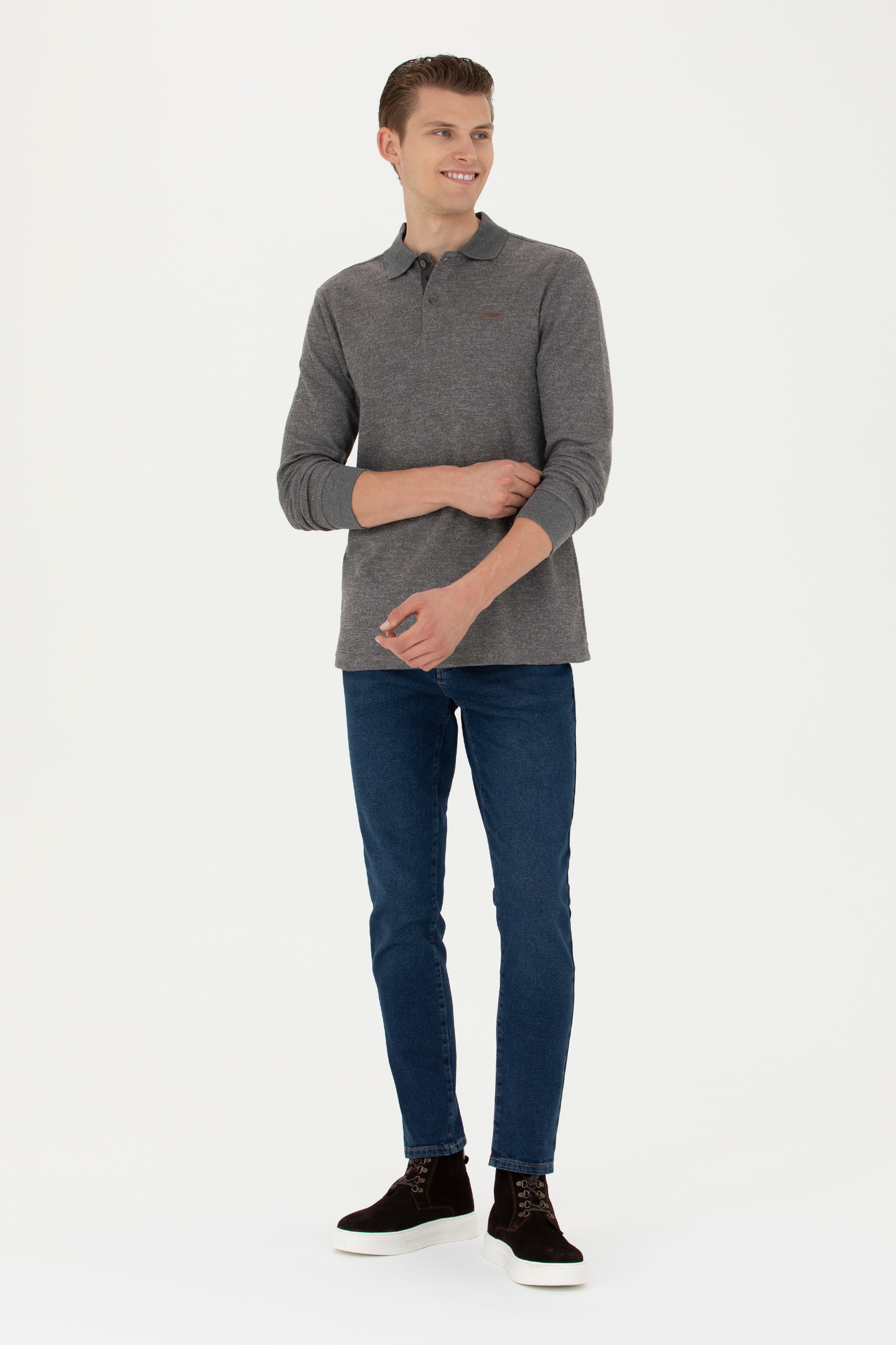 Erkek Gri Melanj Sweatshirt