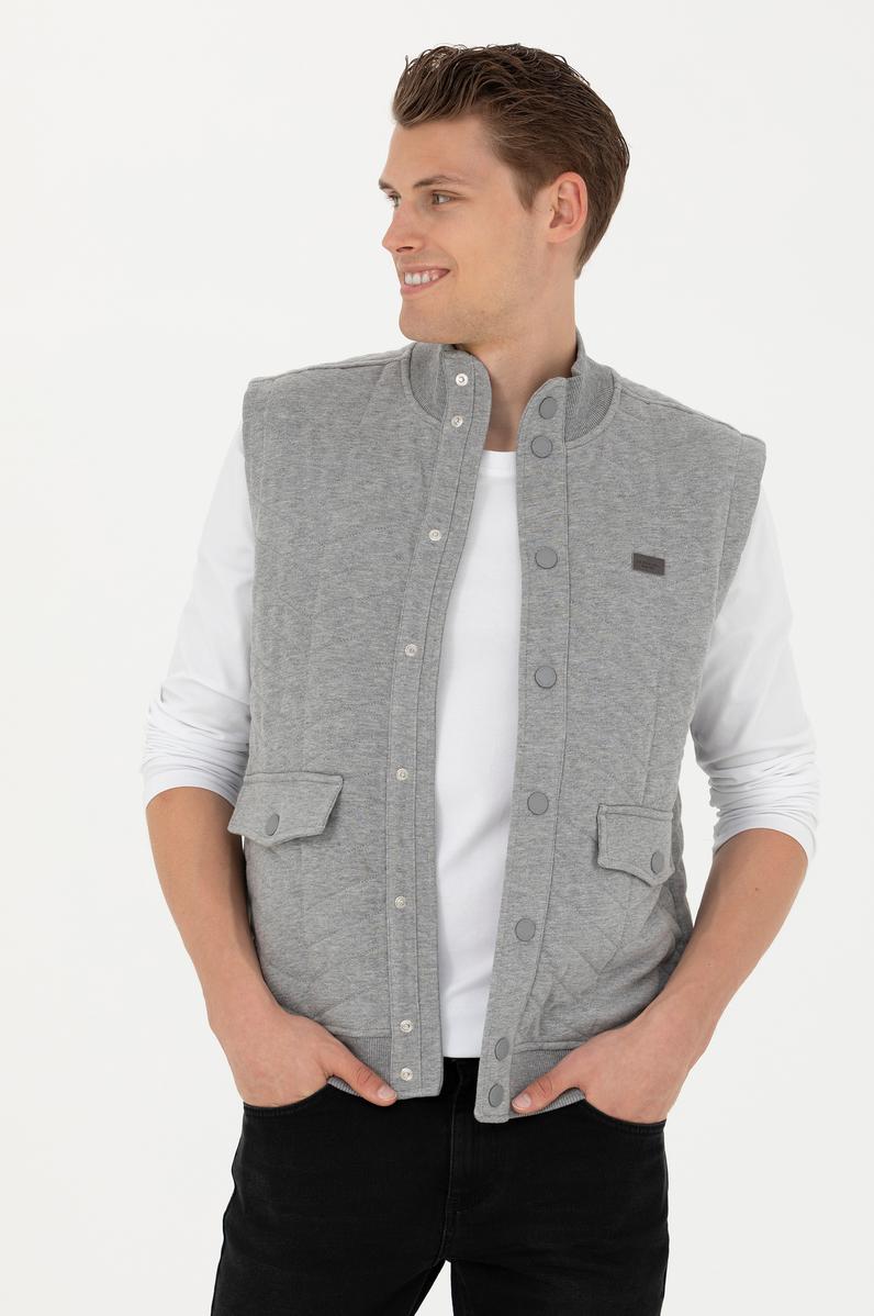 Erkek Gri Melanj Örme Hırka