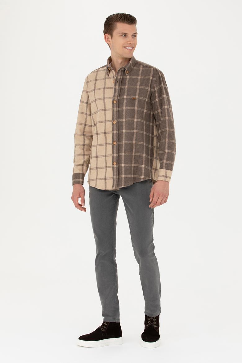 Erkek Açık Haki Uzun Kollu Gömlek - 50272421010