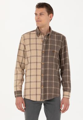 Erkek Açık Haki Uzun Kollu Gömlek - 50272421010