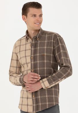 Erkek Açık Haki Uzun Kollu Gömlek - 50272421010