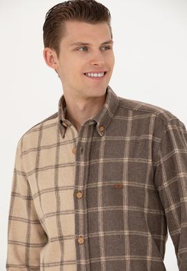 Erkek Açık Haki Uzun Kollu Gömlek - 50272421016