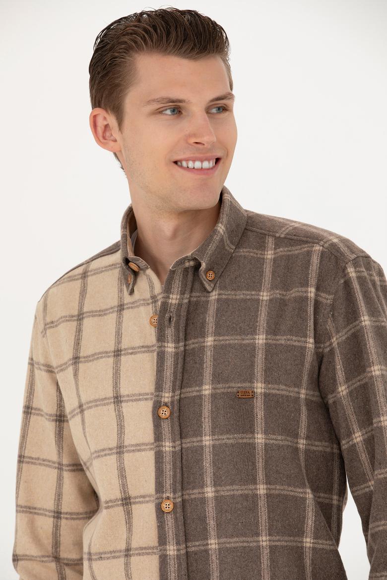 Erkek Açık Haki Uzun Kollu Gömlek - 50272421016