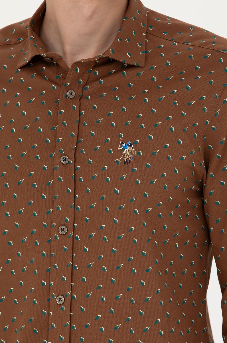 Erkek Açık Haki Uzun Kollu Gömlek