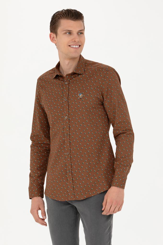 Erkek Açık Haki Uzun Kollu Gömlek