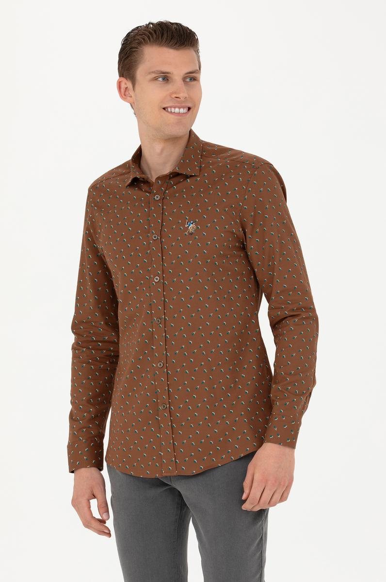 Erkek Açık Haki Uzun Kollu Gömlek