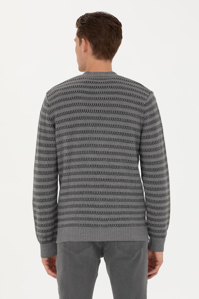 Erkek Gri Melanj Triko Hırka - 50277109002