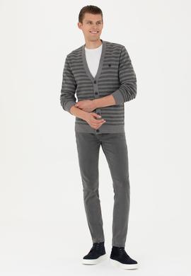 Erkek Gri Melanj Triko Hırka - 50277109002