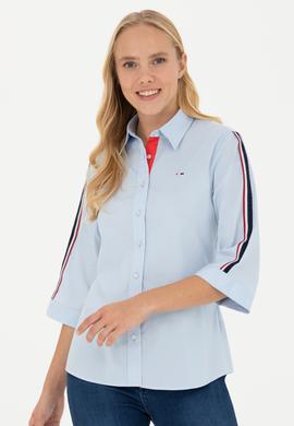 Kadın Açık Mavi Kısa Kollu Gömlek - 50264293004