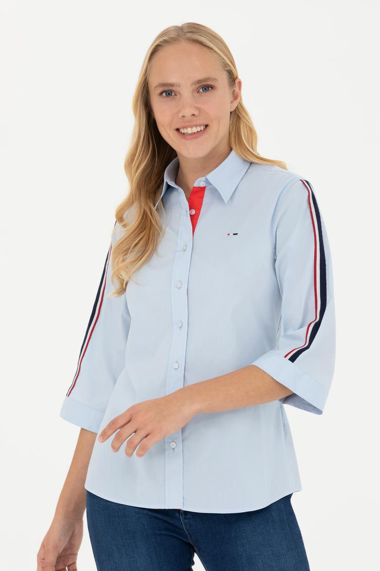 Kadın Açık Mavi Kısa Kollu Gömlek - 50264293004