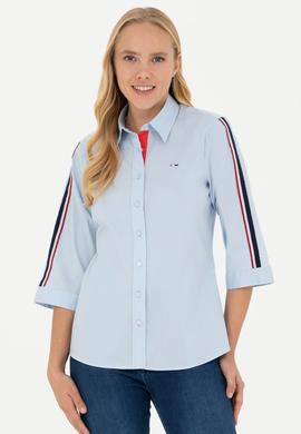 Kadın Açık Mavi Kısa Kollu Gömlek - 50264293004