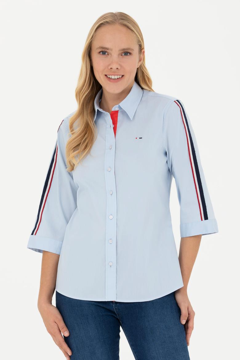 Kadın Açık Mavi Kısa Kollu Gömlek