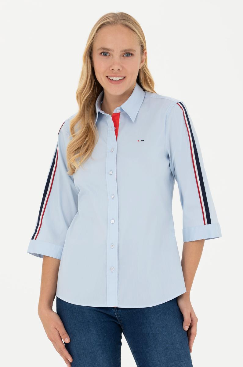 Kadın Açık Mavi Kısa Kollu Gömlek