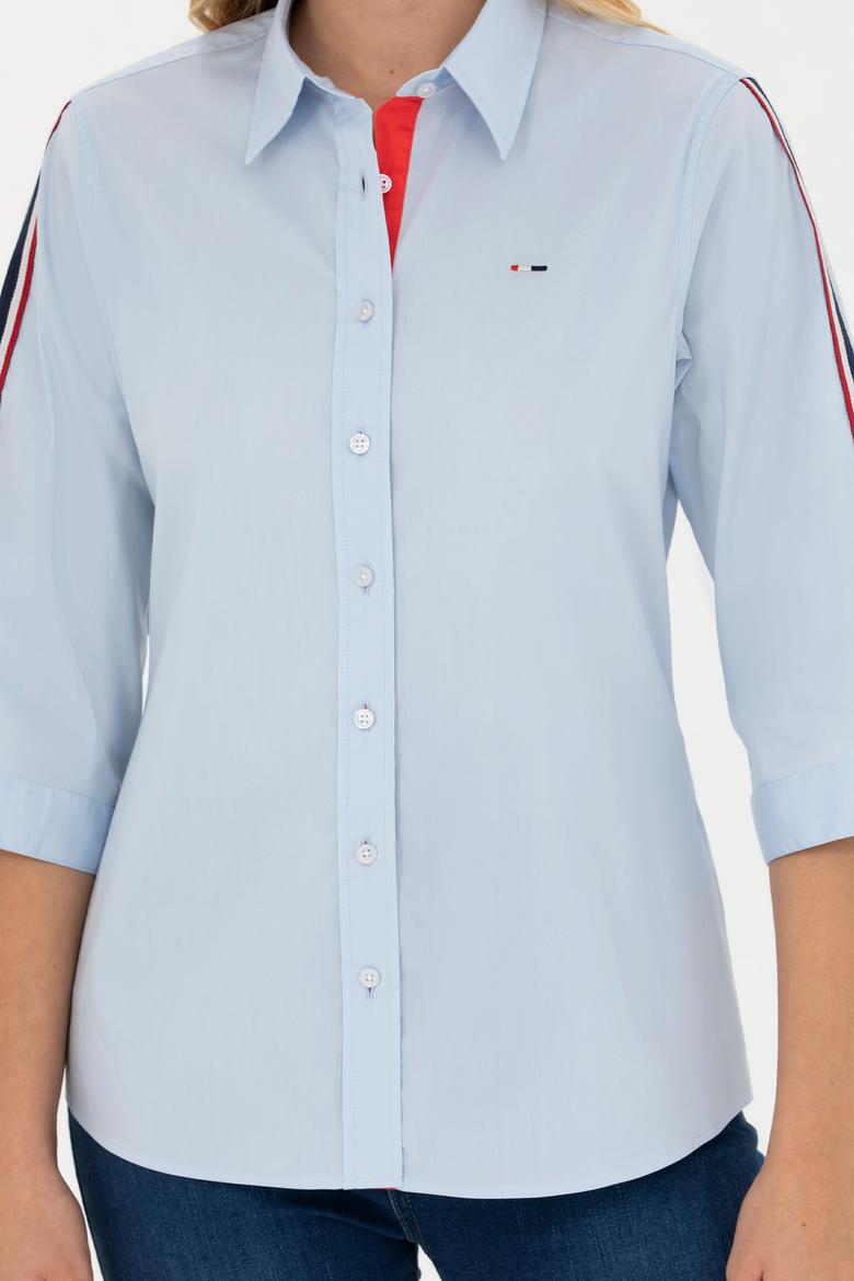 Kadın Açık Mavi Kısa Kollu Gömlek - 50264293004