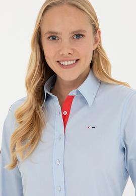 Kadın Açık Mavi Kısa Kollu Gömlek - 50264293004