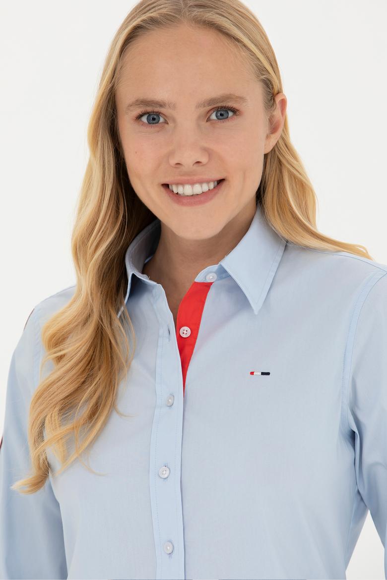 Kadın Açık Mavi Kısa Kollu Gömlek - 50264293004