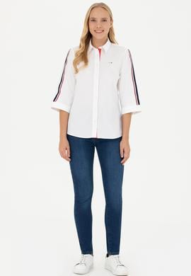 Kadın Beyaz Kısa Kollu Gömlek - 50264293011
