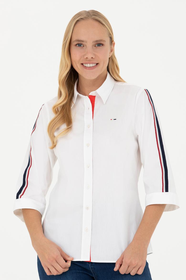 Kadın Beyaz Kısa Kollu Gömlek - 50264293011