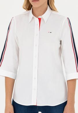 Kadın Beyaz Kısa Kollu Gömlek - 50264293011