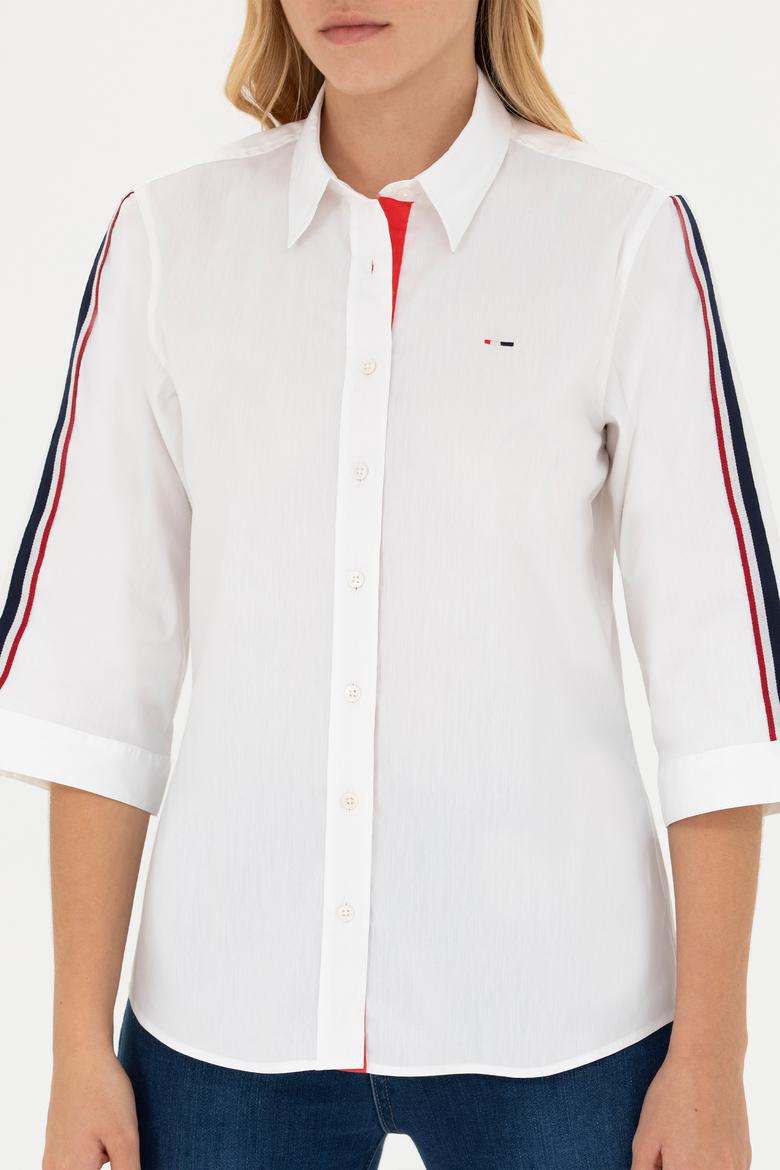 Kadın Beyaz Kısa Kollu Gömlek - 50264293011