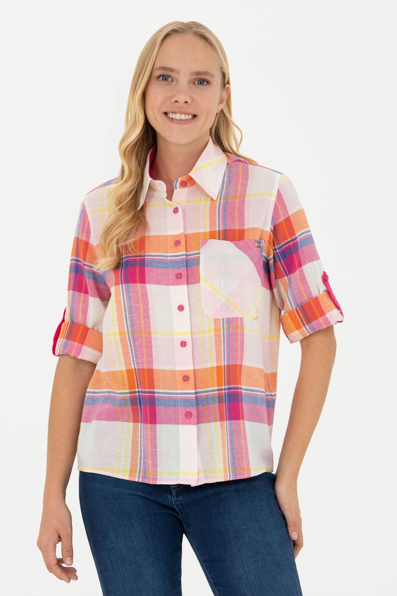 Kadın Pembe Uzun Kollu Gömlek - 50264486014