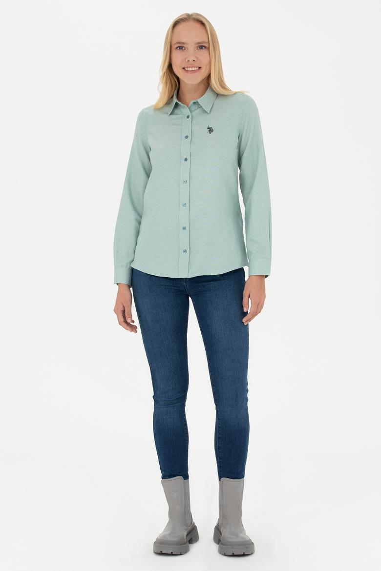 Kadın Mint Uzun Kollu Basic Gömlek - 50277630100