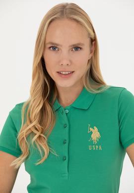Kadın Yeşil Basic Polo Yaka Tişört - 50262700208