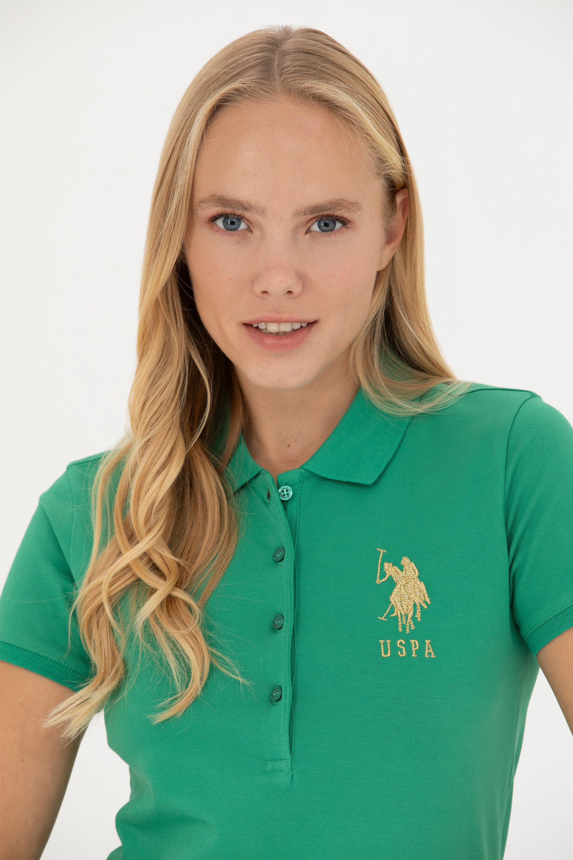 Kadın Yeşil Basic Polo Yaka Tişört