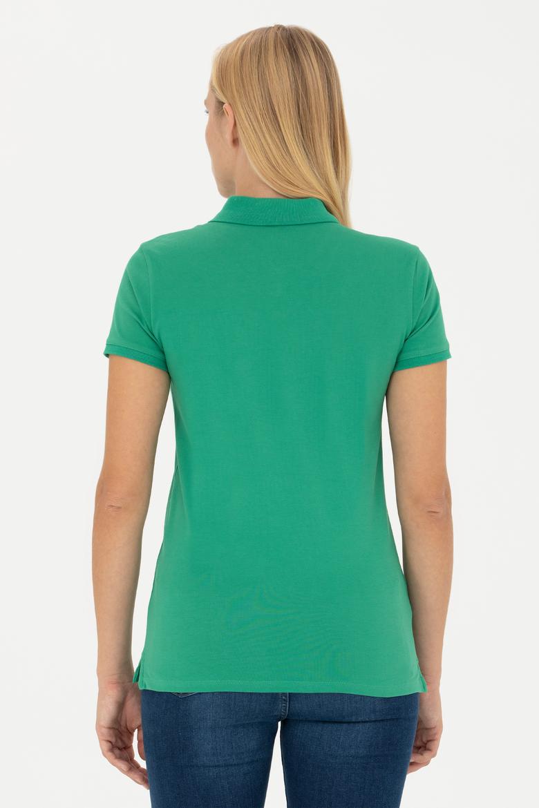 Kadın Yeşil Basic Polo Yaka Tişört - 50262700208