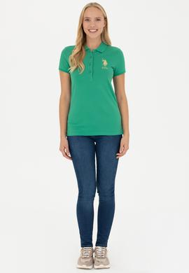 Kadın Yeşil Basic Polo Yaka Tişört - 50262700208