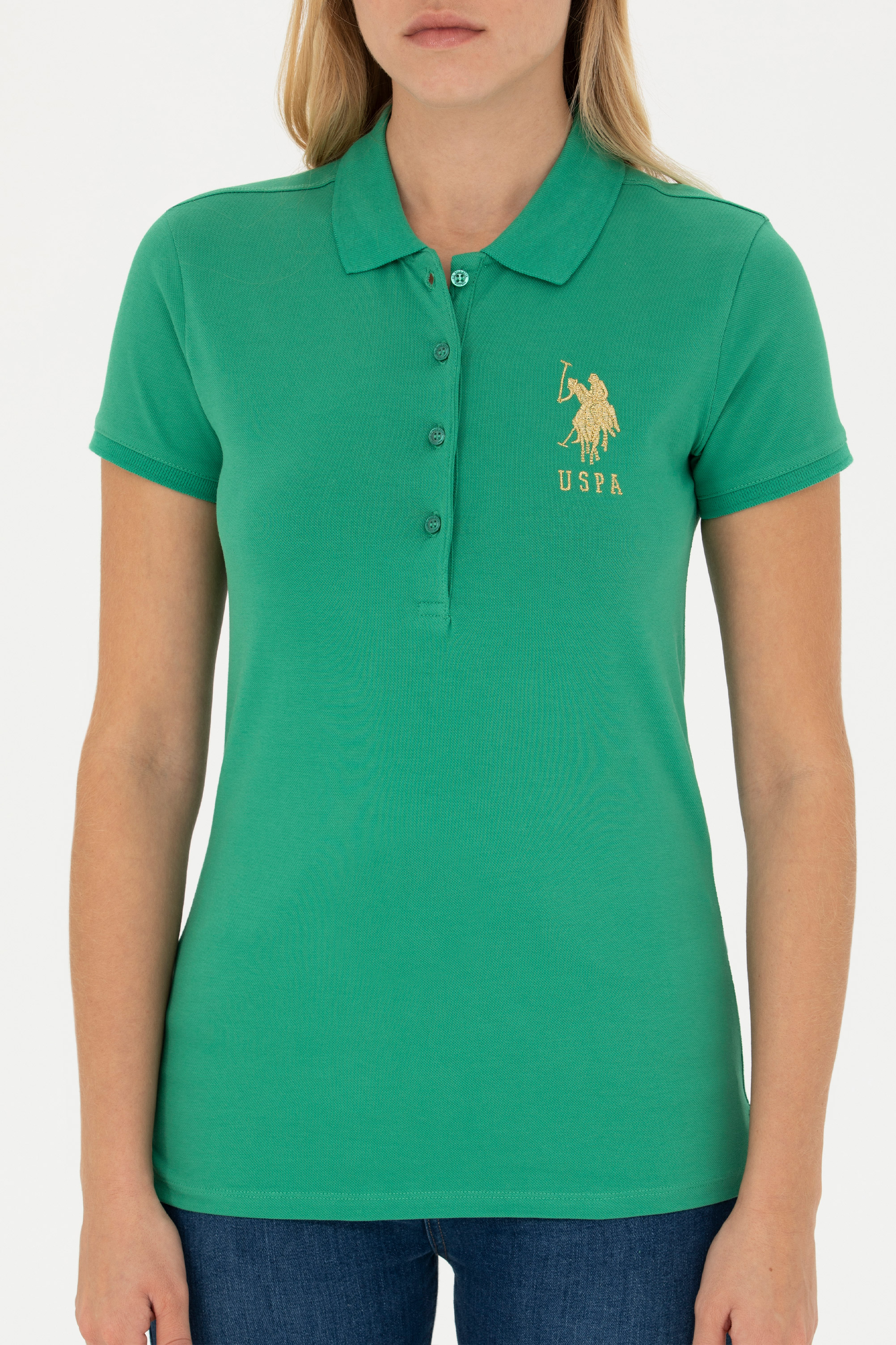 Kadın Yeşil Basic Polo Yaka Tişört