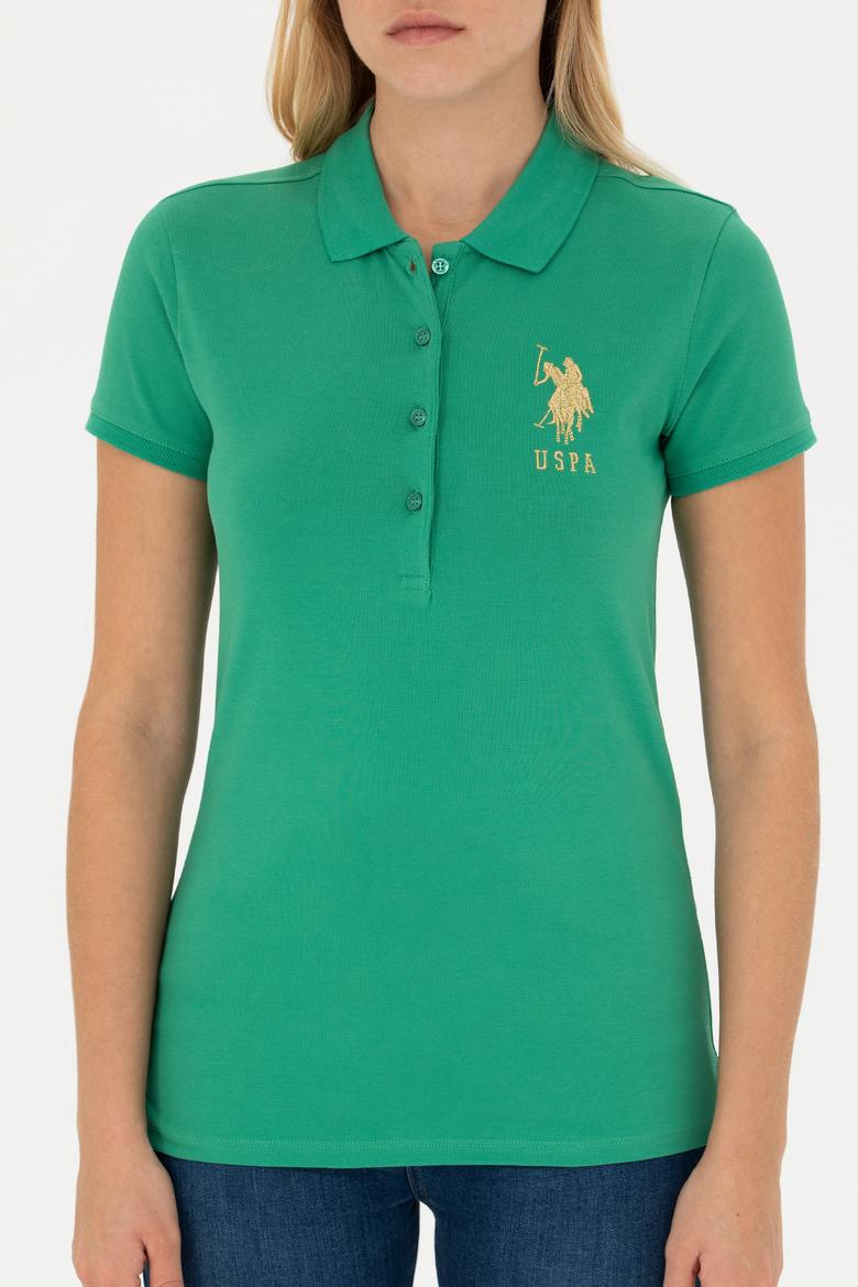 Kadın Yeşil Basic Polo Yaka Tişört - 50262700208