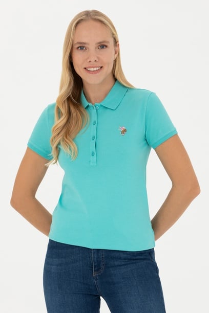 Kadın Mint Polo Yaka Tişört