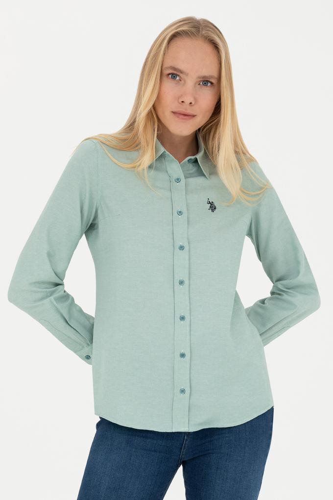 Kadın Mint Uzun Kollu Basic Gömlek