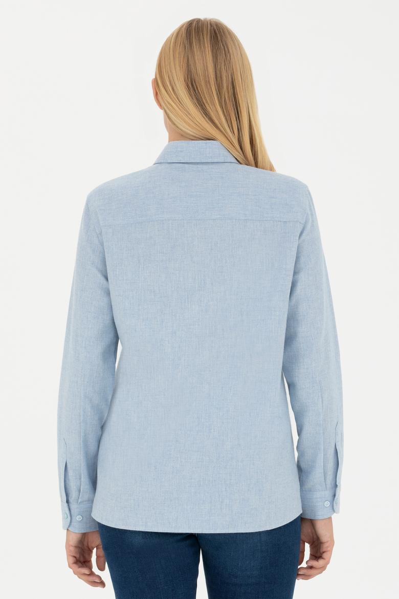 Kadın Açık Mavi Uzun Kollu Gömlek - 50277622026