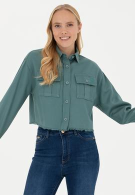 Kadın Mint Uzun Kollu Gömlek - 50271427015