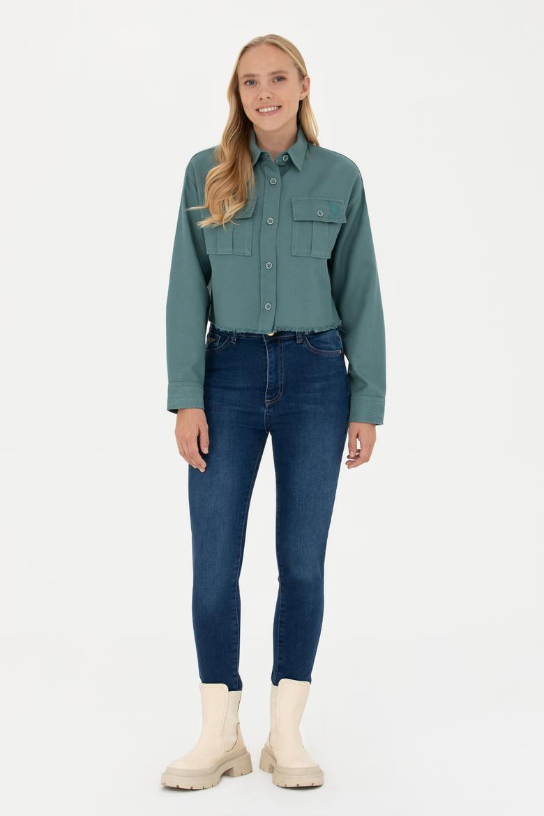 Kadın Mint Uzun Kollu Gömlek - 50271427015