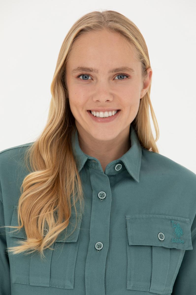 Kadın Mint Uzun Kollu Gömlek